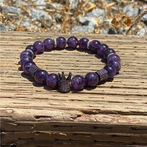 UNISEX - Amethyst Beaded Bracelet